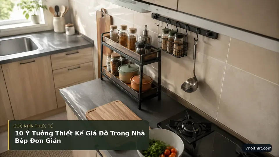 Chi tiết minh họa nội thất trong bài 10 Ý Tưởng Thiết Kế Giá Đỡ Trong Nhà Bếp Đơn Giản