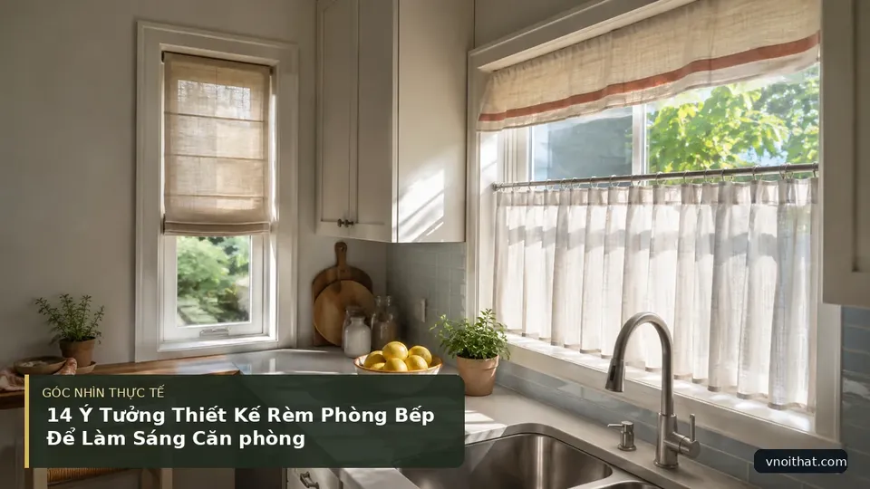 Chi tiết minh họa nội thất trong bài 14 Ý Tưởng Thiết Kế Rèm Phòng Bếp Để Làm Sáng Căn phòng
