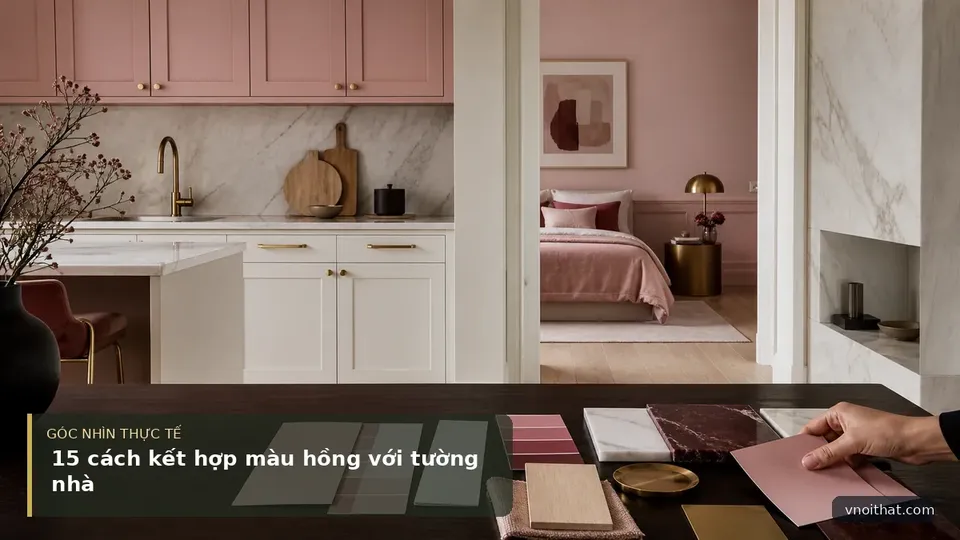 15 cách kết hợp màu hồng với tường nhà — hình minh họa nội thất