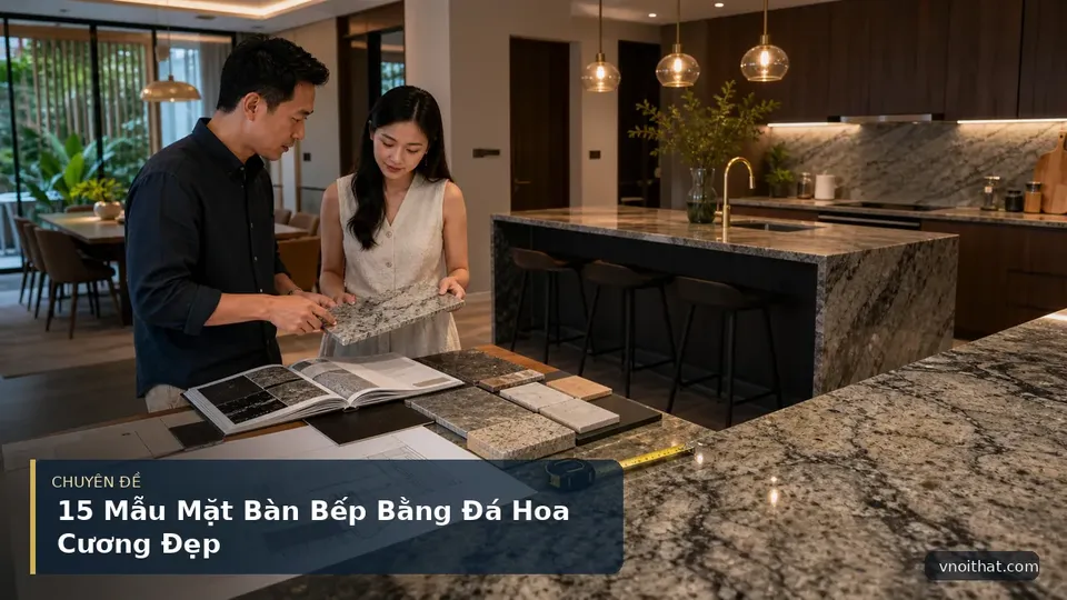 15 Mẫu Mặt Bàn Bếp Bằng Đá Hoa Cương Đẹp