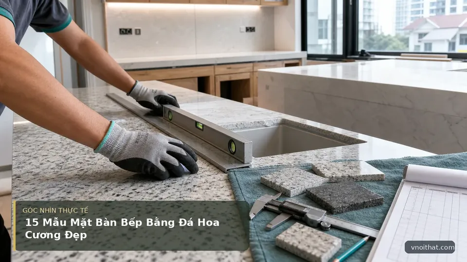 15 Mẫu Mặt Bàn Bếp Bằng Đá Hoa Cương Đẹp — hình minh họa nội thất