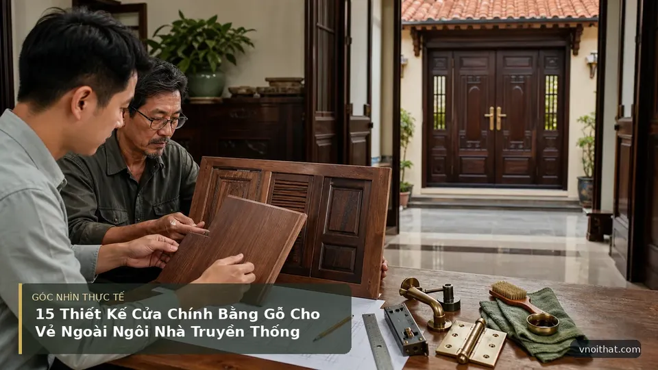 15 Thiết Kế Cửa Chính Bằng Gỗ Cho Vẻ Ngoài Ngôi Nhà Truyền Thống — hình minh họa nội thất