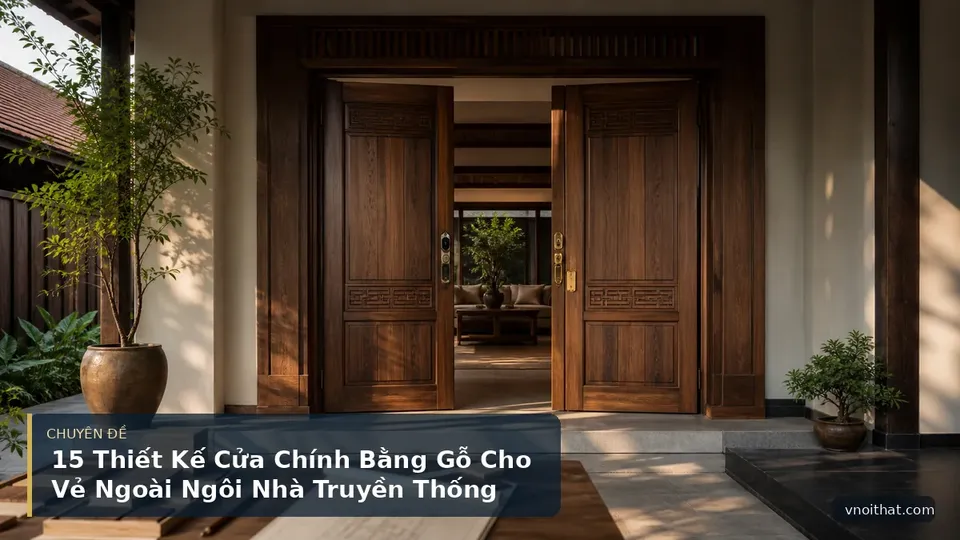 15 Thiết Kế Cửa Chính Bằng Gỗ Cho Vẻ Ngoài Ngôi Nhà Truyền Thống