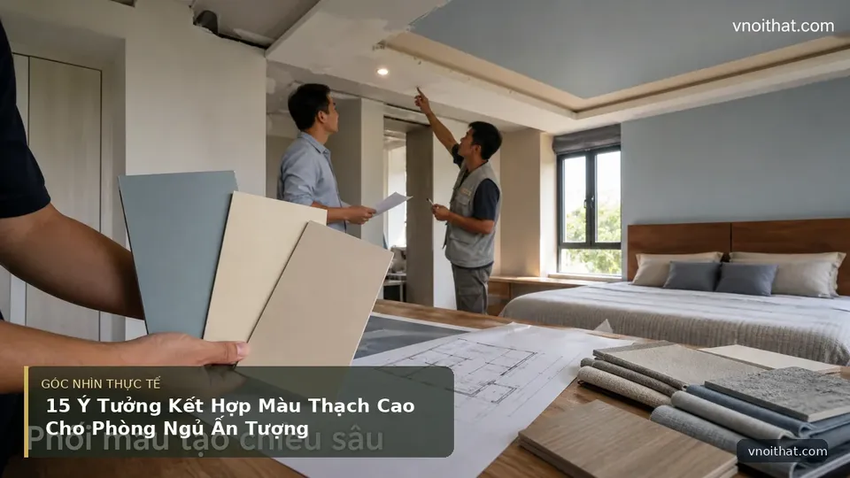 15 Ý Tưởng Kết Hợp Màu Thạch Cao Cho Phòng Ngủ Ấn Tượng — hình minh họa nội thất
