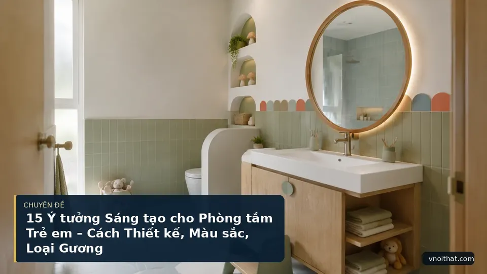 15 Ý tưởng Sáng tạo cho Phòng tắm Trẻ em – Cách Thiết kế, Màu sắc, Loại Gương