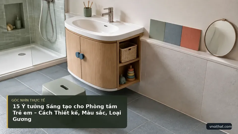 Chi tiết minh họa nội thất trong bài 15 Ý tưởng Sáng tạo cho Phòng tắm Trẻ em – Cách Thiết kế, Màu sắc, Loại Gương