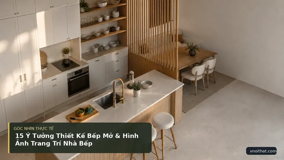 Chi tiết minh họa nội thất trong bài 15 Ý Tưởng Thiết Kế Bếp Mở & Hình Ảnh Trang Trí Nhà Bếp