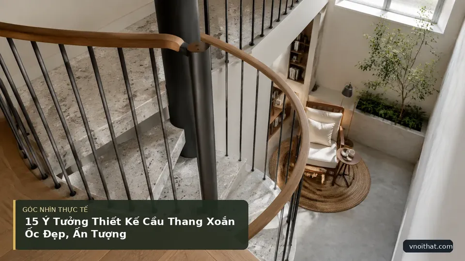 Chi tiết minh họa nội thất trong bài 15 Ý Tưởng Thiết Kế Cầu Thang Xoắn Ốc Đẹp, Ấn Tượng