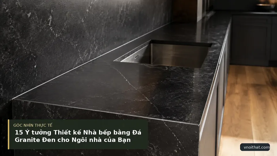 Chi tiết minh họa nội thất trong bài 15 Ý tưởng Thiết kế Nhà bếp bằng Đá Granite Đen cho Ngôi nhà của Bạn
