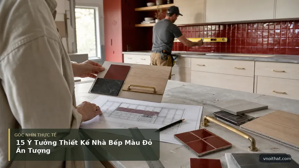 15 Ý Tưởng Thiết Kế Nhà Bếp Màu Đỏ Ấn Tượng — hình minh họa nội thất
