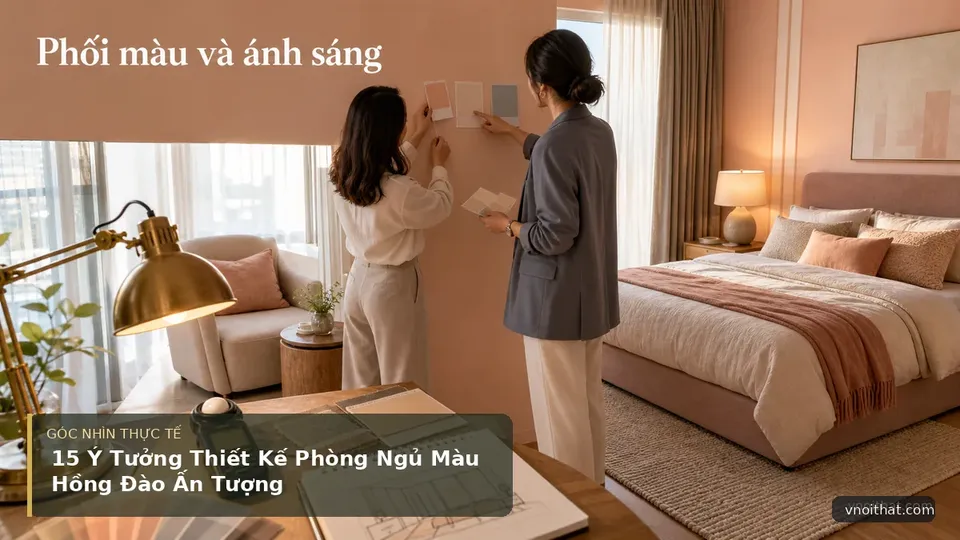 15 Ý Tưởng Thiết Kế Phòng Ngủ Màu Hồng Đào Ấn Tượng — hình minh họa nội thất