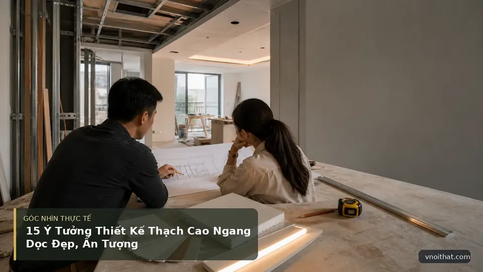 15 Ý Tưởng Thiết Kế Thạch Cao Ngang Dọc Đẹp, Ấn Tượng — hình minh họa nội thất