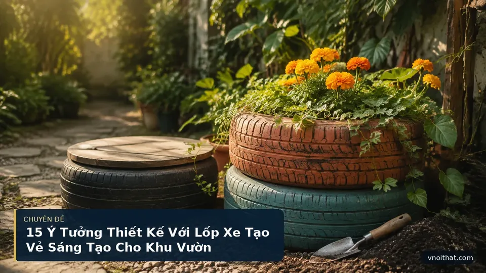 15 Ý Tưởng Thiết Kế Với Lốp Xe Tạo Vẻ Sáng Tạo Cho Khu Vườn