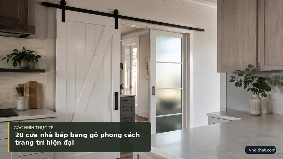 Chi tiết minh họa nội thất trong bài 20 cửa nhà bếp bằng gỗ phong cách trang trí hiện đại