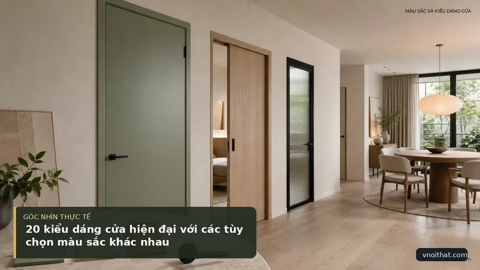 Chi tiết minh họa nội thất trong bài 20 kiểu dáng cửa hiện đại với các tùy chọn màu sắc khác nhau