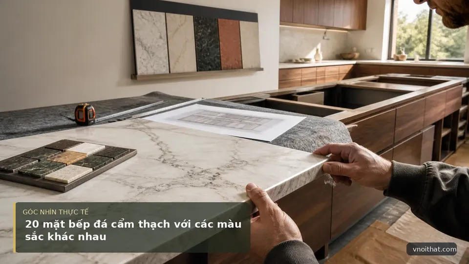 20 mặt bếp đá cẩm thạch với các màu sắc khác nhau — hình minh họa nội thất