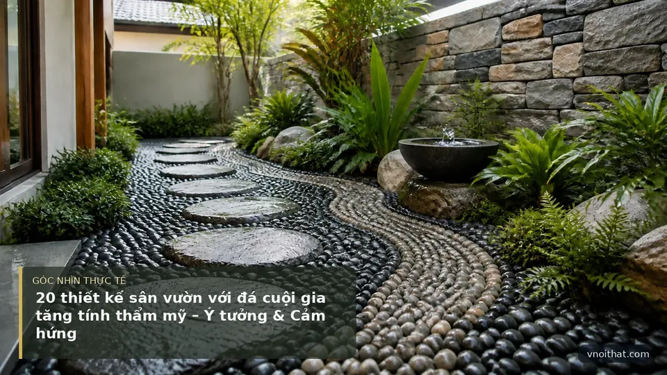 20 thiết kế sân vườn với đá cuội gia tăng tính thẩm mỹ – Ý tưởng & Cảm hứng — hình minh họa nội thất