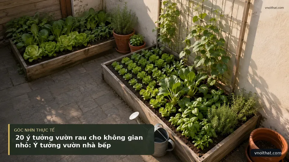 Chi tiết minh họa nội thất trong bài 20 ý tưởng vườn rau cho không gian nhỏ: Ý tưởng vườn nhà bếp