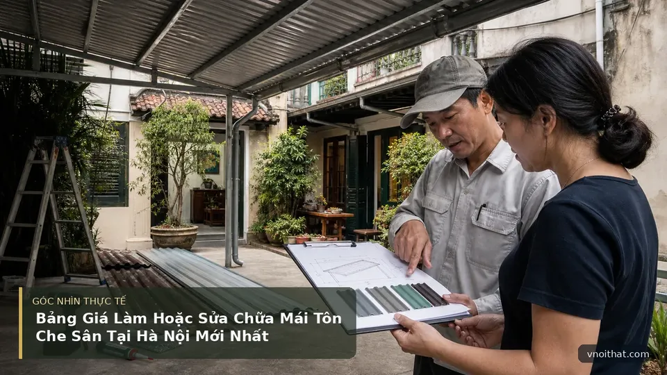 Bảng Giá Làm Hoặc Sửa Chữa Mái Tôn Che Sân Tại Hà Nội Mới Nhất — hình minh họa nội thất