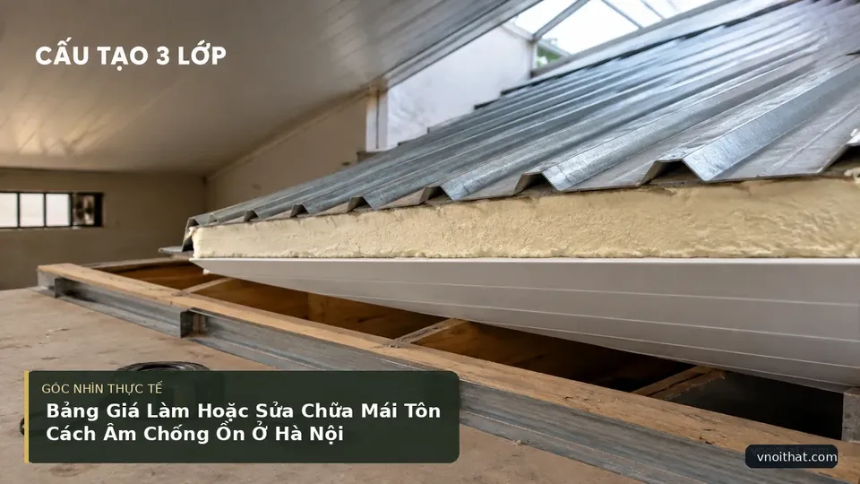 Chi tiết minh họa nội thất trong bài Bảng Giá Làm Hoặc Sửa Chữa Mái Tôn Cách Âm Chống Ồn Ở Hà Nội