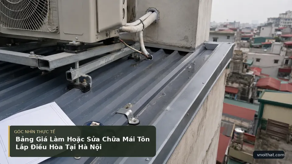 Chi tiết minh họa nội thất trong bài Bảng Giá Làm Hoặc Sửa Chữa Mái Tôn Lắp Điều Hòa Tại Hà Nội