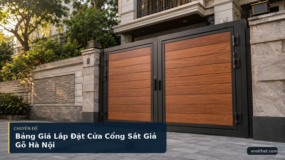 Bảng Giá Lắp Đặt Cửa Cổng Sắt Giả Gỗ Hà Nội