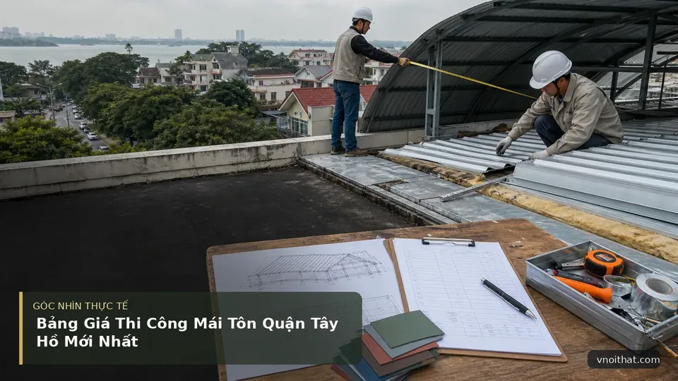Bảng Giá Thi Công Mái Tôn Quận Tây Hồ Mới Nhất — hình minh họa nội thất