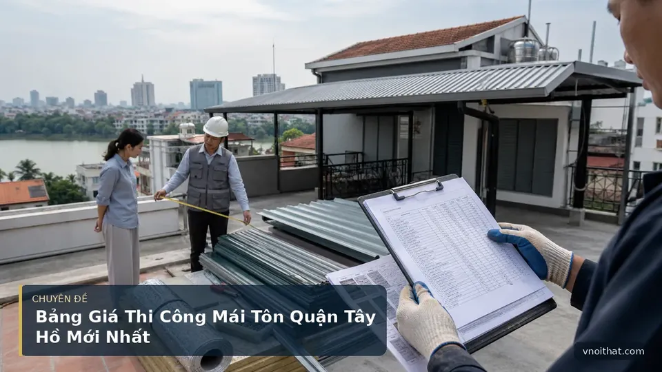 Bảng Giá Thi Công Mái Tôn Quận Tây Hồ Mới Nhất