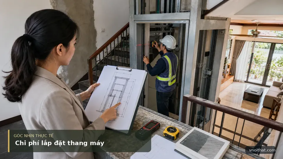 Báo giá chi phí lắp đặt thang máy gia đình tại Hà Nội — hình minh họa nội thất