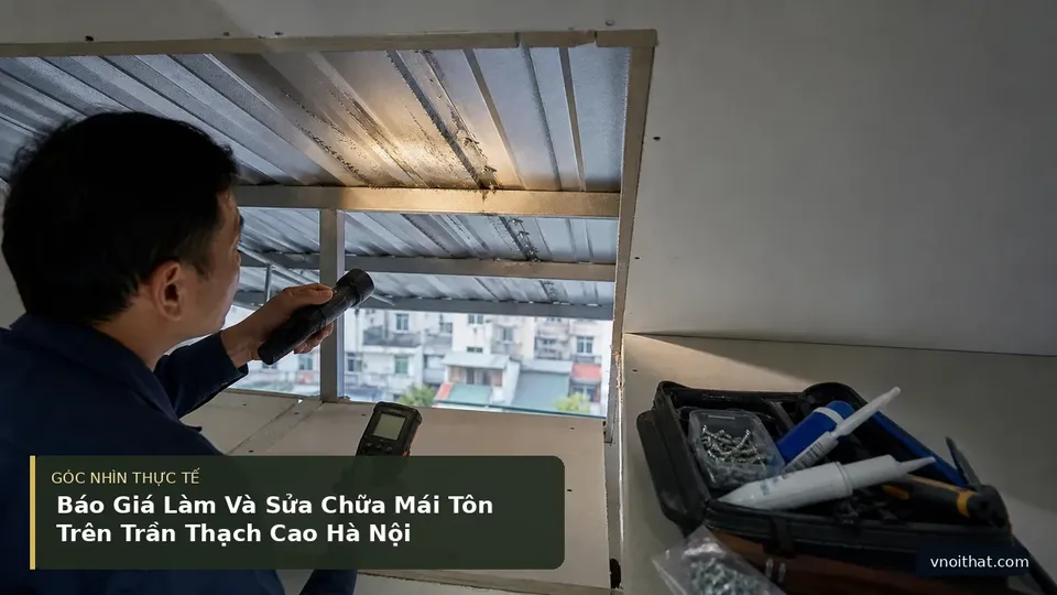 Chi tiết minh họa nội thất trong bài Báo Giá Làm Và Sửa Chữa Mái Tôn Trên Trần Thạch Cao Hà Nội