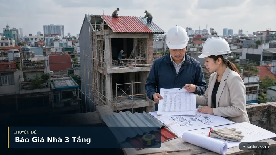 Báo Giá Xây Dựng Nhà 3 Tầng Mái Tôn Ở Hà Nội