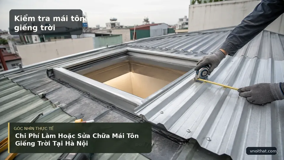Chi tiết minh họa nội thất trong bài Chi Phí Làm Hoặc Sửa Chữa Mái Tôn Giếng Trời Tại Hà Nội