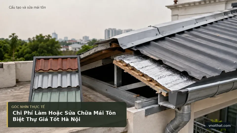Chi tiết minh họa nội thất trong bài Chi Phí Làm Hoặc Sửa Chữa Mái Tôn Biệt Thự Giá Tốt Hà Nội