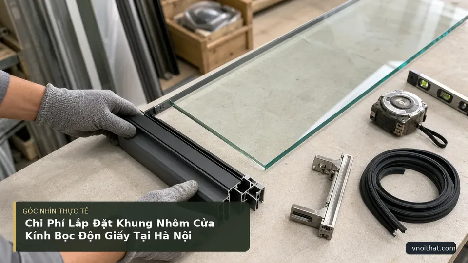 Chi tiết minh họa nội thất trong bài Chi Phí Lắp Đặt Khung Nhôm Cửa Kính Bọc Độn Giấy Tại Hà Nội