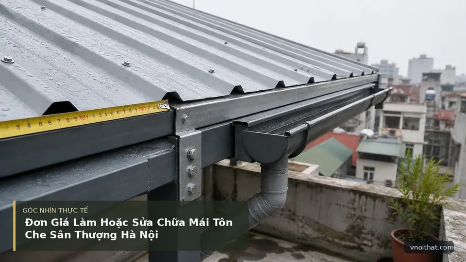 Chi tiết minh họa nội thất trong bài Đơn Giá Làm Hoặc Sửa Chữa Mái Tôn Che Sân Thượng Hà Nội