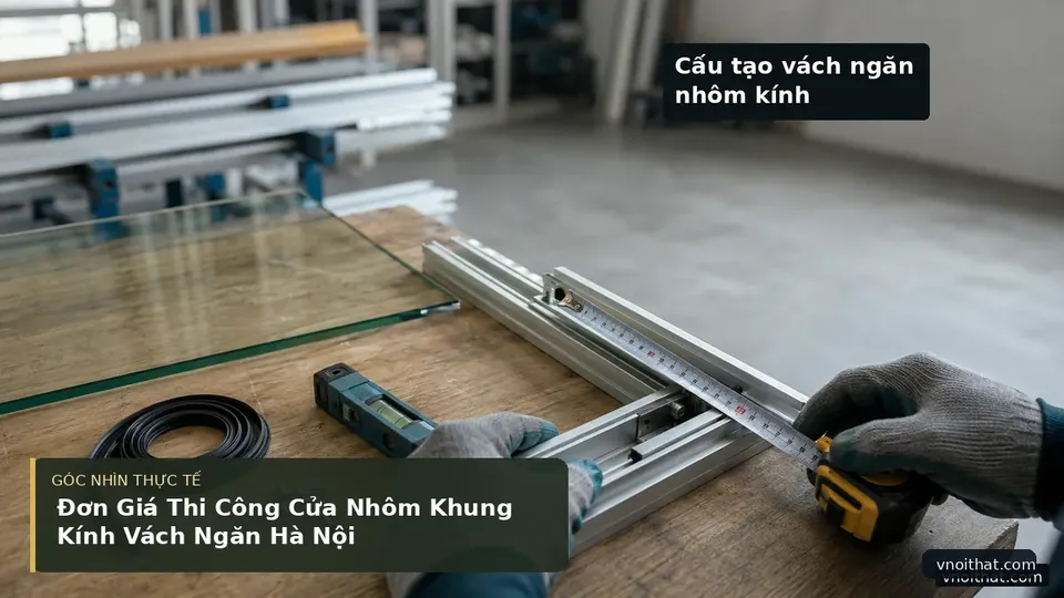 Chi tiết minh họa nội thất trong bài Đơn Giá Thi Công Cửa Nhôm Khung Kính Vách Ngăn Hà Nội