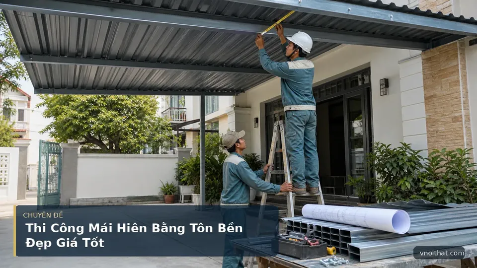 Thi Công Mái Hiên Bằng Tôn Bền Đẹp Giá Tốt